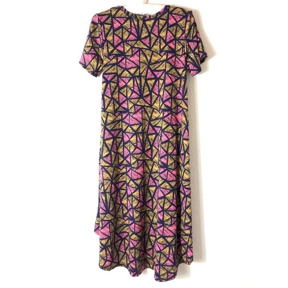 LuLaRoe Carly Swing Dress Geometric Floral Short Sleeves Knit Size XS - Picture 2 of 6